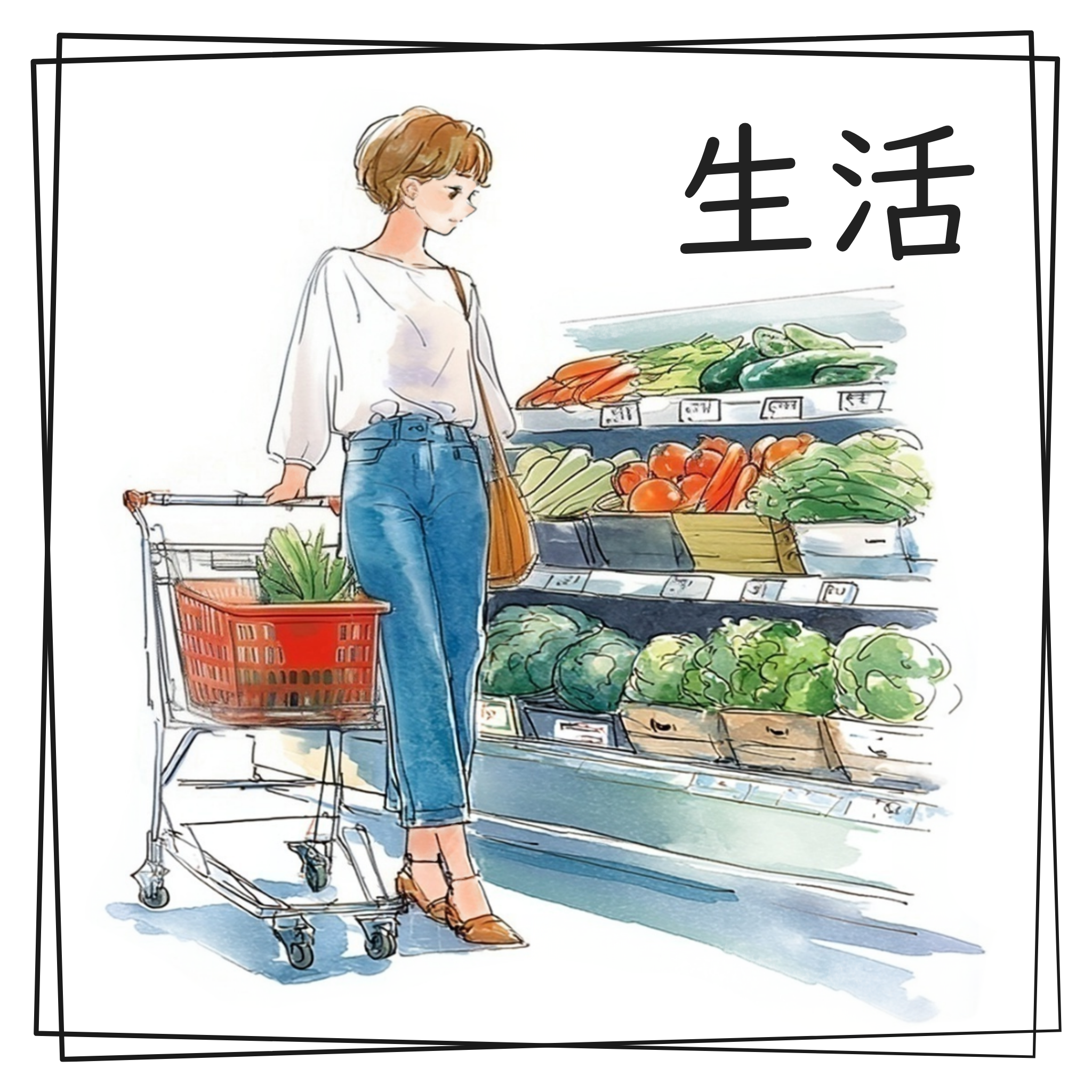 生活の水彩イラスト